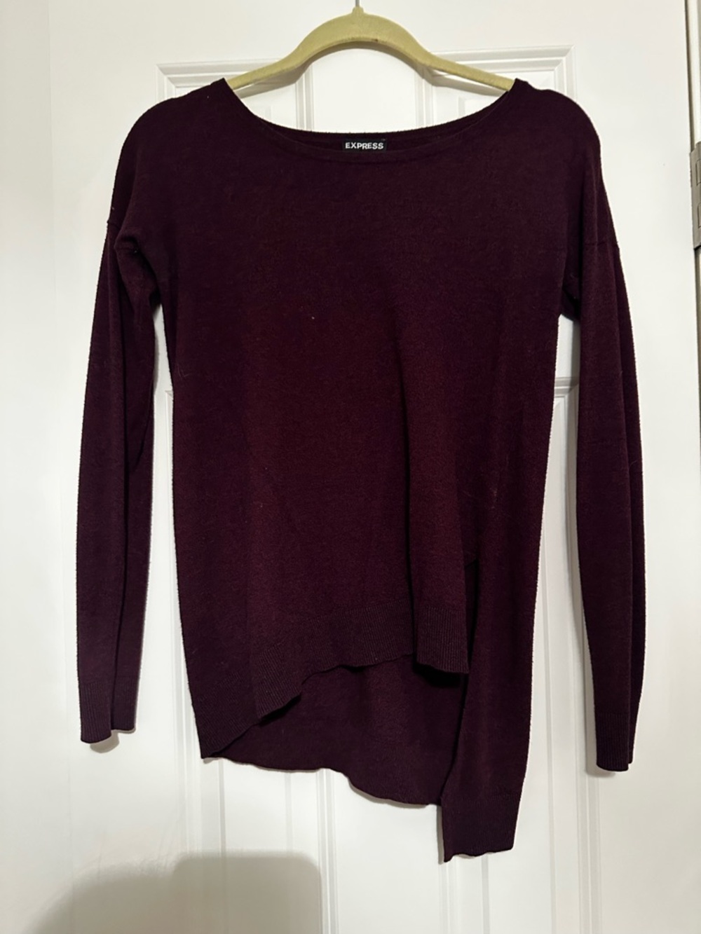 Express Long Sleeve Boatneck Sweater in Plum